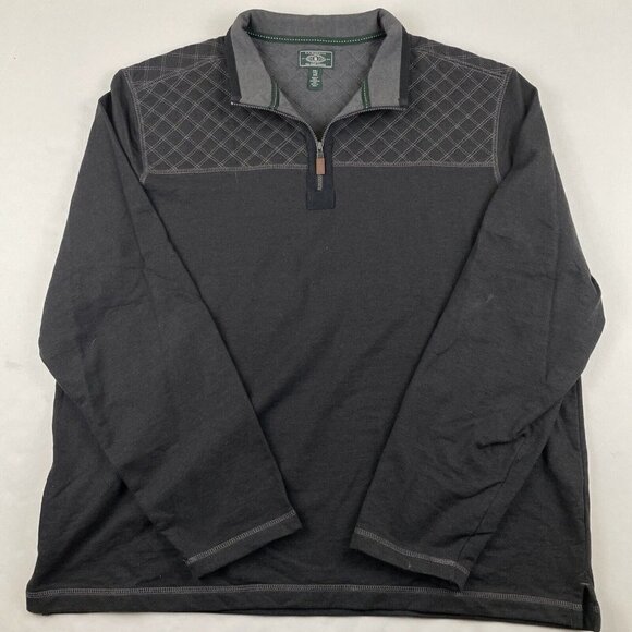 GH Bass 1/4 Zip Pullover Sweater Men’s 2XL Quilt Yoke Fleece Lined Black - Picture 1 of 10